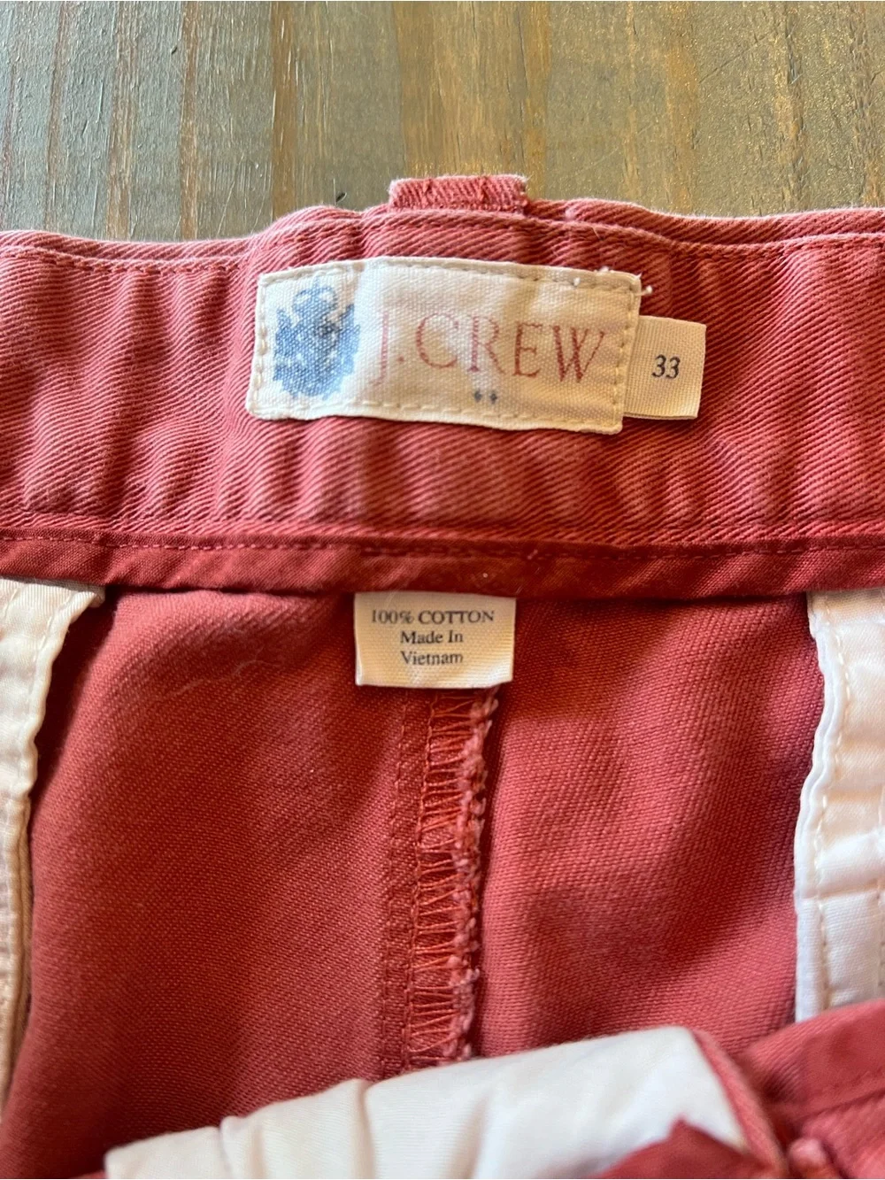 J.Crew Men's Shorts Size 33 Pink Faded Red Flat Front 100% Cotton Casual 9